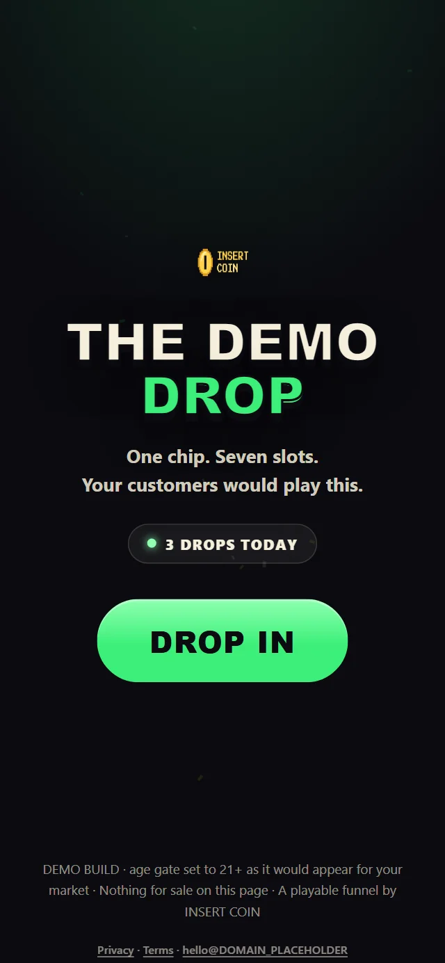 The Demo Drop — Plinko chip-drop game screen