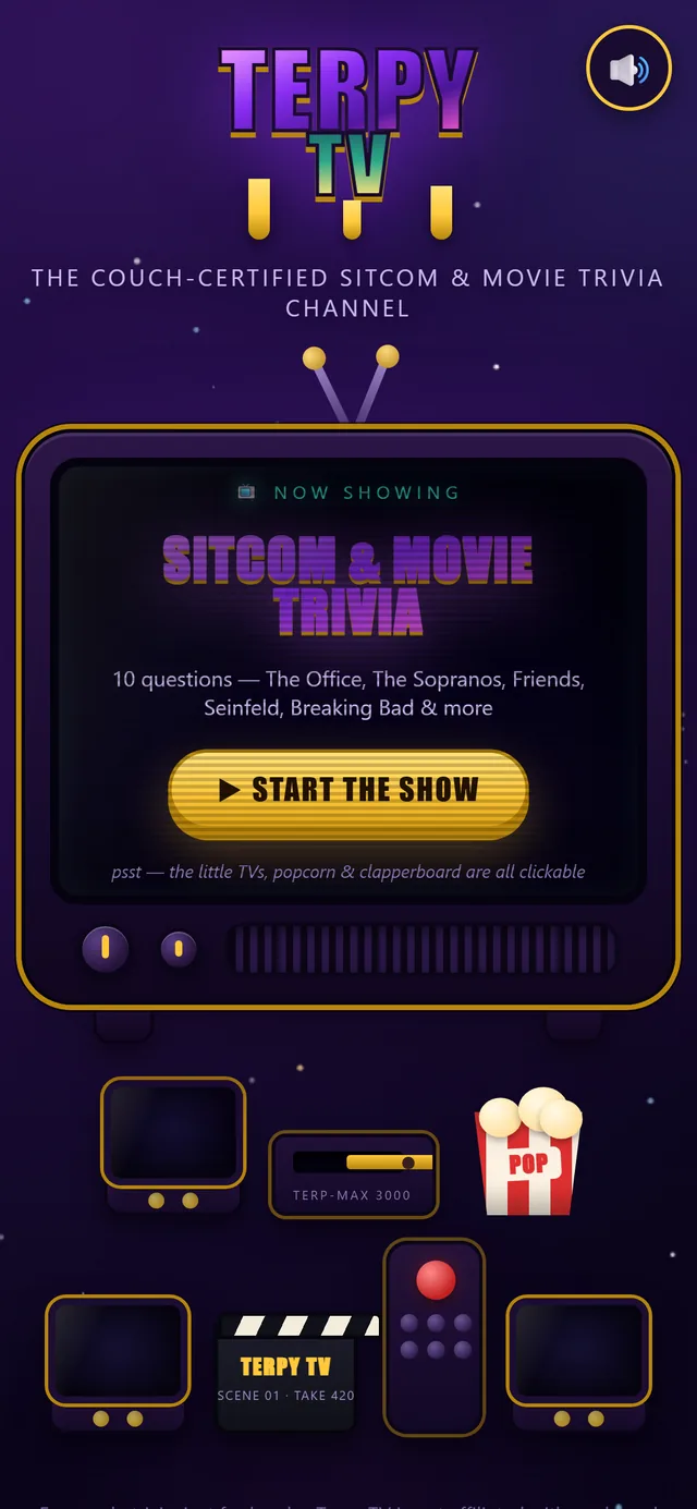 Terpy TV retro television trivia screen